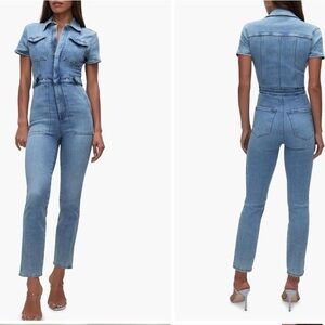 Good American Light Blue Denim Jumpsuit